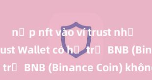 nạp nft vào ví trust như thế nào Trust Wallet có hỗ trợ BNB (Binance Coin) không?